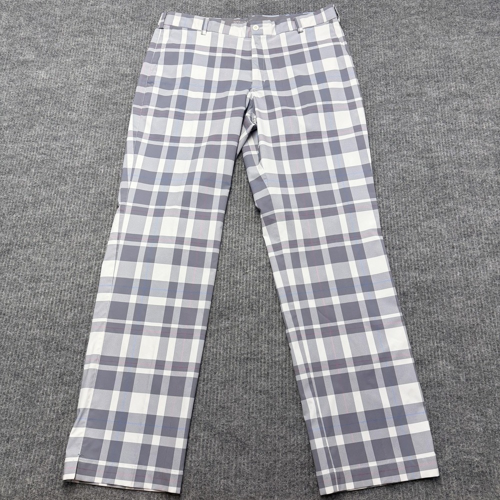 Nike Golf Pants Mens 35x32 Gray Plaid Dri-FIT Tour Performance Tech Stretch